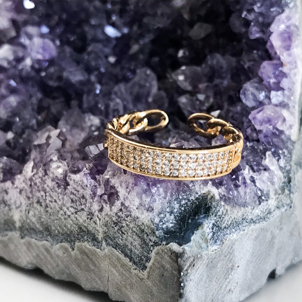 Ettika Crystal And Gold Chain Link Ring 22$